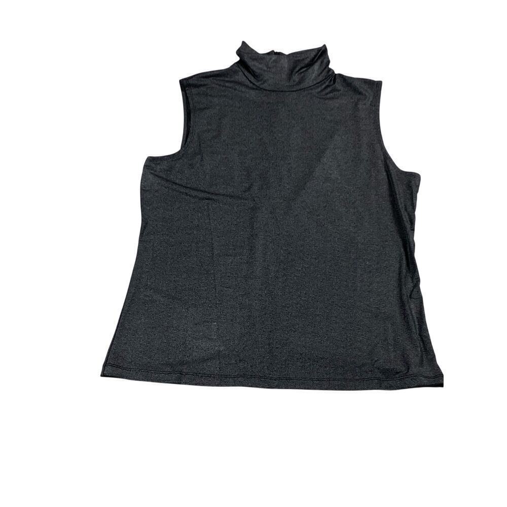 Laura Ashley Slate Grey Metallic Sleeveless Mock Turtleneck Size M NWT